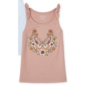 NEW The Children's Place Faux Knot Tie Shoulder Tank Butterfly Butterflies Top 5